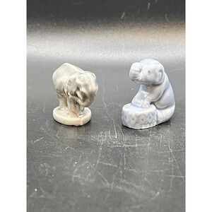 Wade Whimsies Miniature Elephant Figurines Set of 2 Blue Grey England‎ Trinket